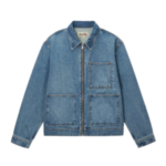 Stussy Logo Zipper Arbeits Denim Blau Jacke